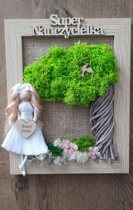 Anioł stróż w ramce ,urodziny, chrzest,,dzień babci