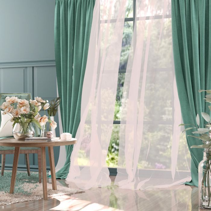 Zasłona na taśmie Welur Moradi Morski 140x250cm 140 x 250 [cm]