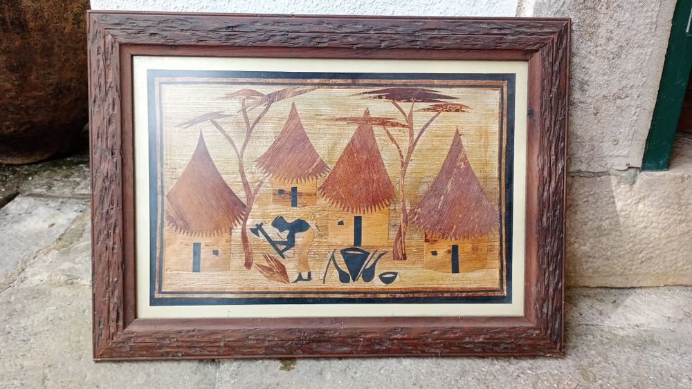 Quadro Africano Artesanal Antigo