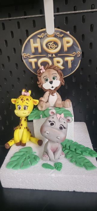 Dżungla figurki z masy cukrowej dekoracja dla dziecka na tort roczek