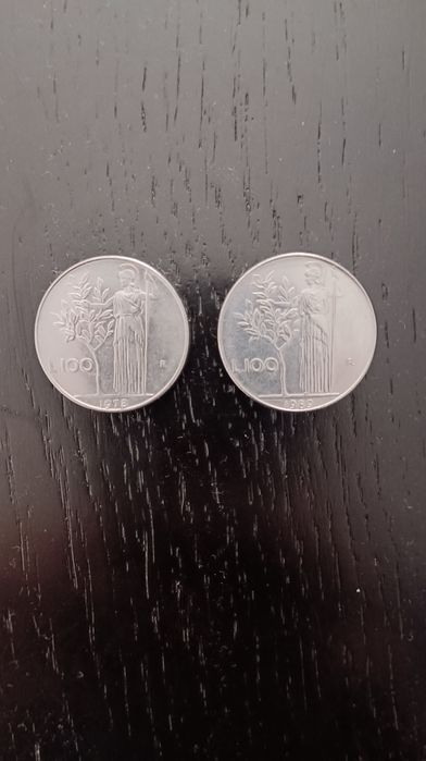 2 moedas de 100 liras italianas
