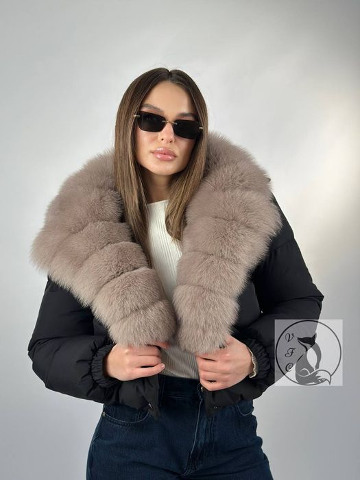 Куртка-пуховик зимняя с натуральным мехом финского песца. 42,44,46,48