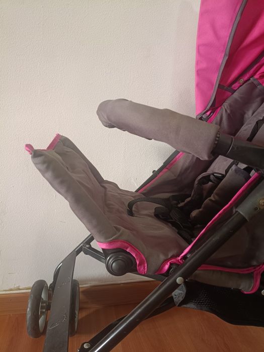 Carrinho de Passeio Asalvo (Guarda-chuva) + Cobre-pés | Rosa e Cinza