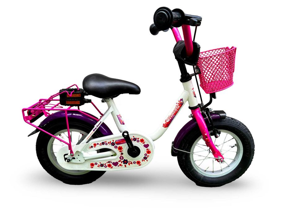 Rower Dziecięcy VERMONT GIRLY Koła 12" Fioletowy Błotniki Bagażnik