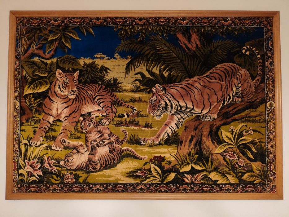 Quadro Tigres de Benguela, de tapeçaria 100% algodão indiano