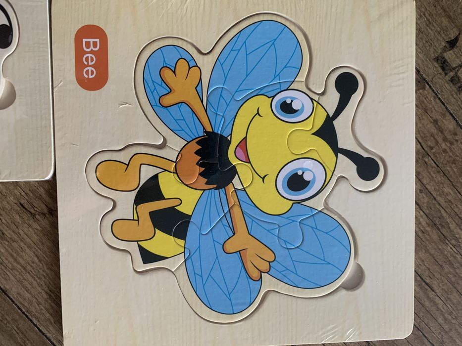 Nowe zafoliowane drewniane puzzle układanka 3 sztuki