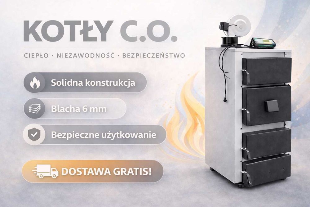 Kocioł na DREWNO WĘGIEL 12 kW. Piec zasypowy, piece, kotły, ogrzewanie. 5 KLASA! Dostawa GRATIS!