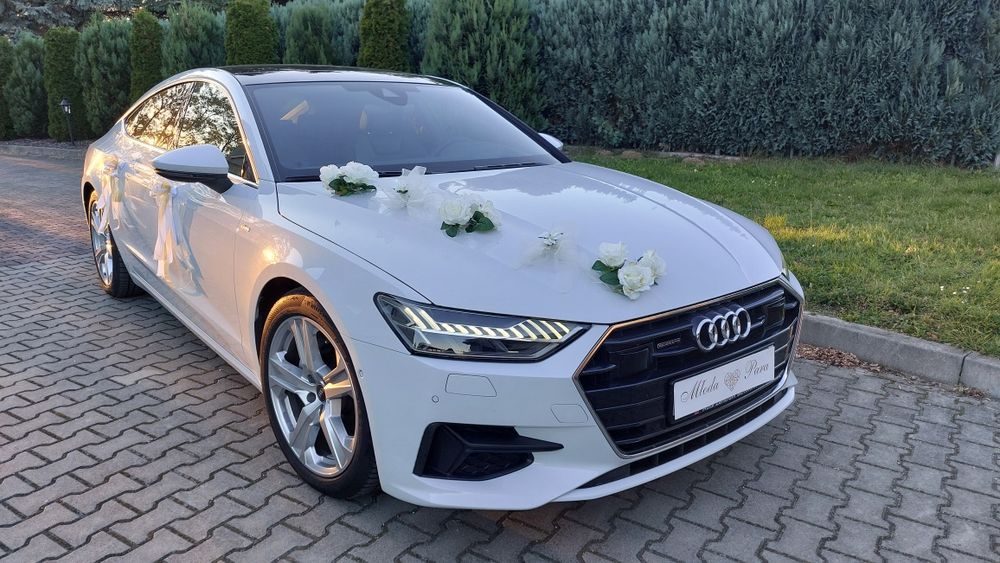 Białe Audi A7 s line Promocja !sportowa limuzyna auto do ślubu samochód wesele