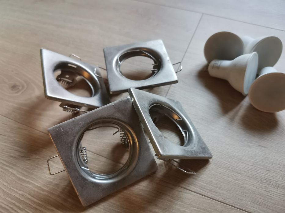 Zestaw ramki srebrne halogen ramka oprawa szczotkowane żarówki Led