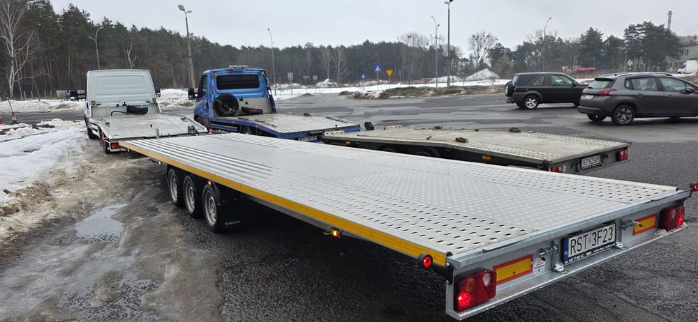 Wynajem długa przyczepa podwójna  DMC 3500kg trzyosiowa