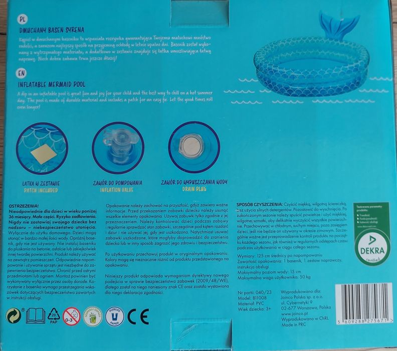 Basen dziecięcy ogrodowy pompowany dmuchany dla dzieci