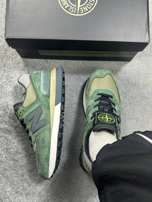 Кросівки New Balance 574 x Stone Island Legacy Dark Green • Нью Беленс Стон Айденд (хакі темно-зелені) Нб