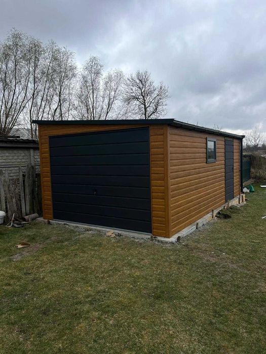 Garaż Blaszany 3.5x5 spad na prawo złoty dąb + Grafit PREMIUM OKAZJA