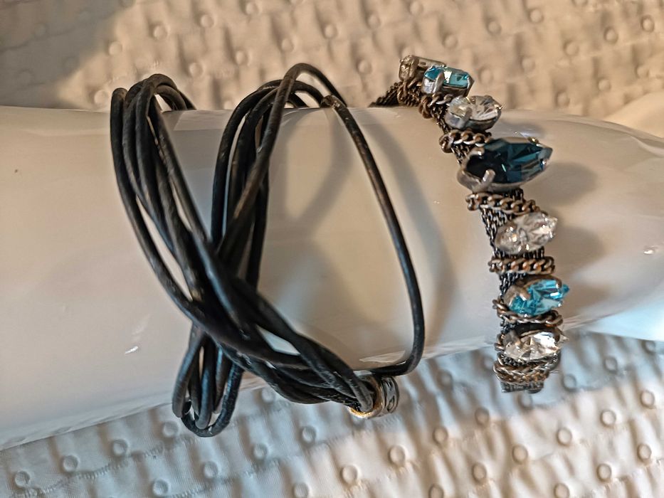 Bransoletka skóra i kamienie Swarovskiego Deni Cler