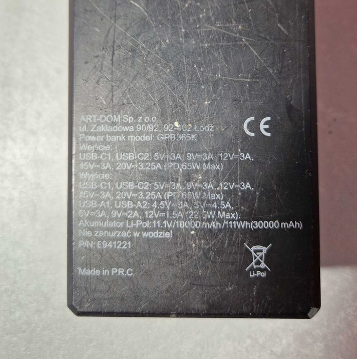 Powerbank Xline GPB366K 30000MAH 65W