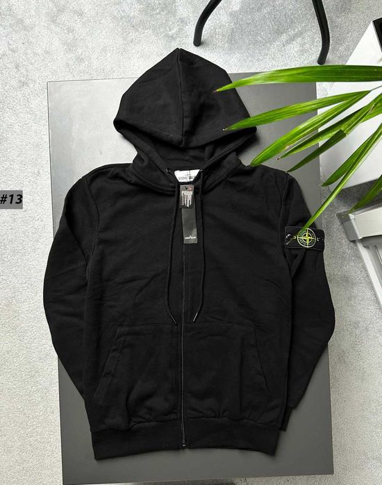 Олімпійка Stone Island Чорна - Кофта Зип Худи Стон Айленд - Зипка Стон