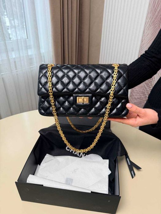 !PREMIUM! Chanel 2.55 Reissue 226 Black Aged Calfskin with Gold