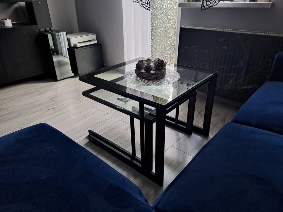 Stoliki kawowe stolik do salonu szklany nowoczesny skandynawski czarny