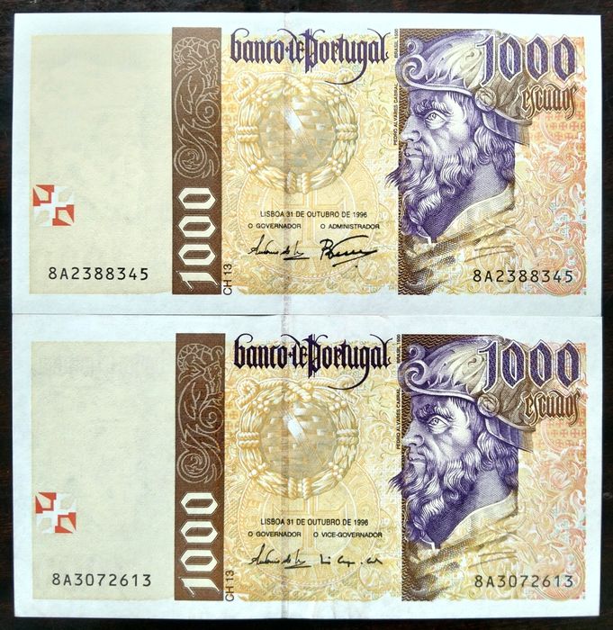 Lote 9 Notas 1000$ Pedro Álvares Cabral Estado Novas UNCs