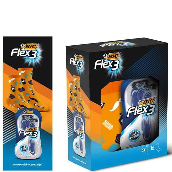 Zestaw BIC Flex 3 maszynki do golenia 3 szt + skarpetki - NA IMIENINY!