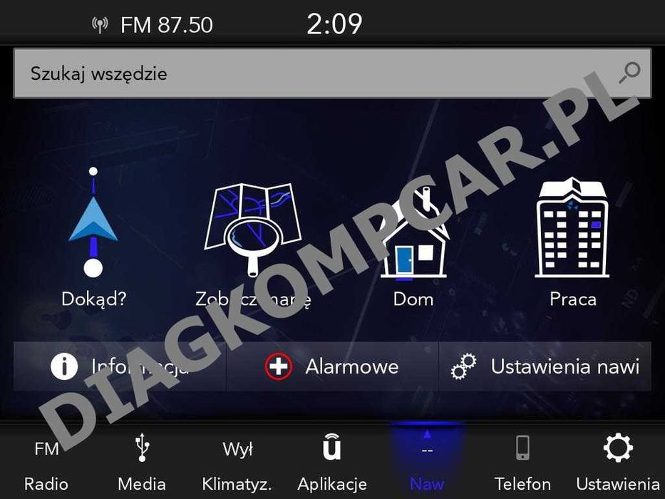 Polskie Menu Uconnect Chrysler Dodge Jeep Maserati