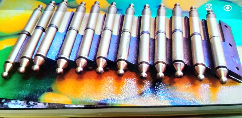 Dobradiças latão/bronze 1/2 balanço 31/2 esqª c/pirâmide