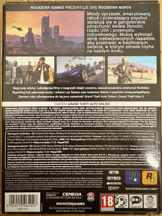 GTA V PC (7 DVD + Mapa) | Wydanie Kolekcjonerskie 2015 | Stan Idealny