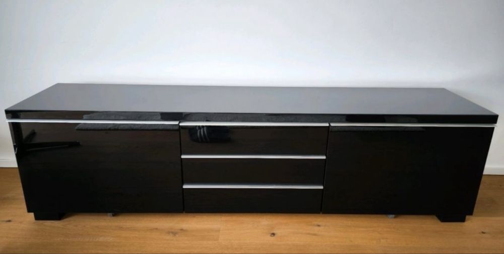 Móvel TV Preto Alto Brilho IKEA BESTÅ BURS 180cm