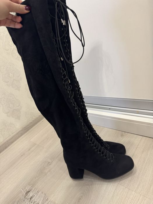 Замшеві чоботи ботфорти