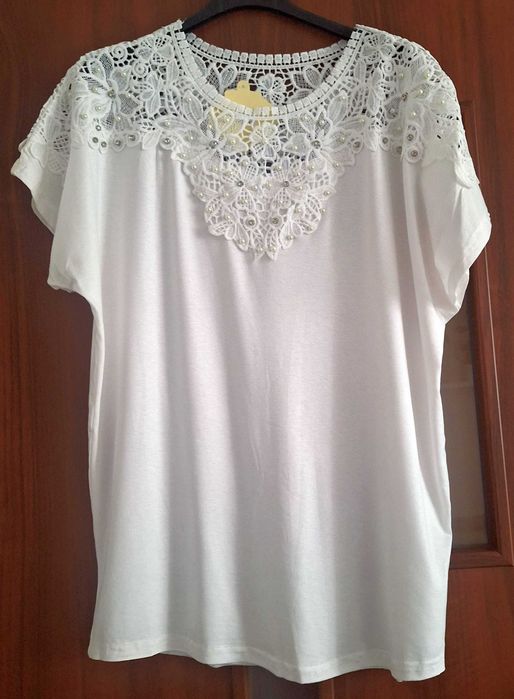 Bluzka krótki rękaw biała roz. 2XL/3XL