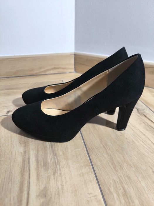 Czarne buty na obcasie damskie Graceland półbuty zamszowe damskie 41