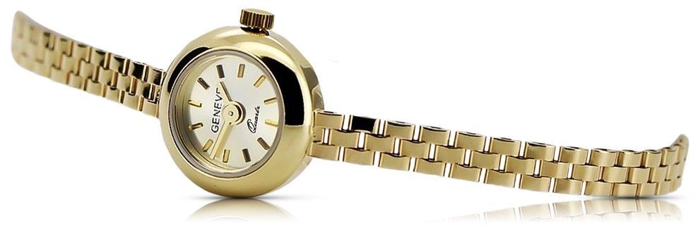 Prześliczny 14k złoty damski zegarek Gevene lw084y 14k żółte złoto-W