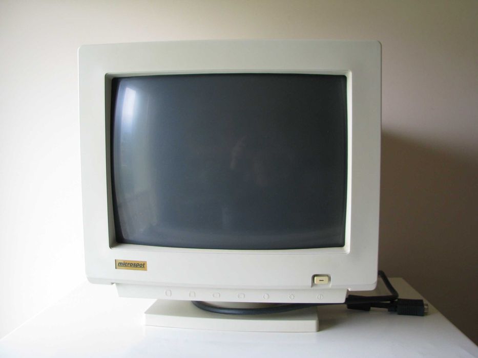 Monitor do komputera CRT Microspot, 14 cali, 1995r. Retro Gaming PC DOS SVGA