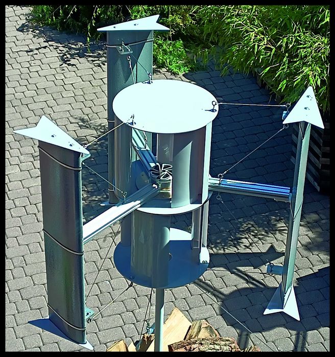 Turbina wiatrowa VAWT pionowa
H-Darrieus + C-rotor (podwójny)