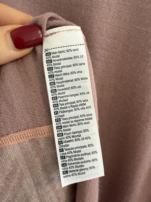 Różowa bluzka termiczna norweski wzór wełna merino Kari Traa XL 42