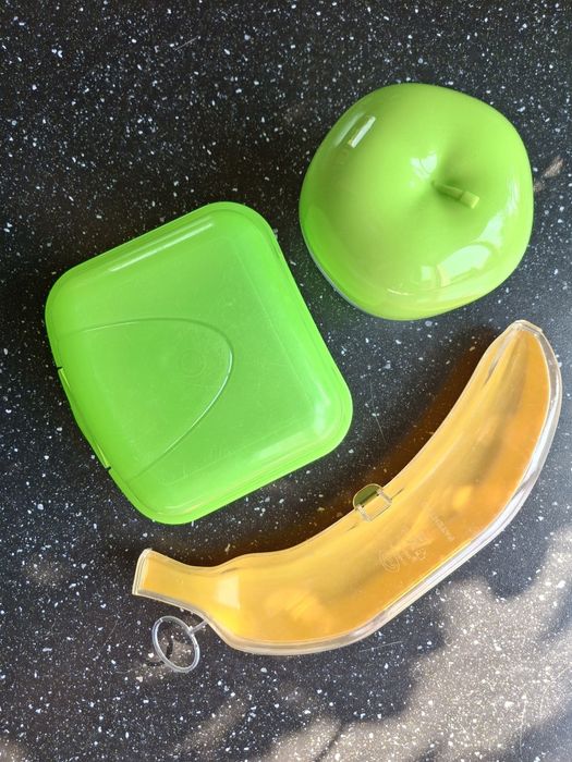 Pojemniki na drugie śniadanie/lunch - jabłko, kanapka, banan