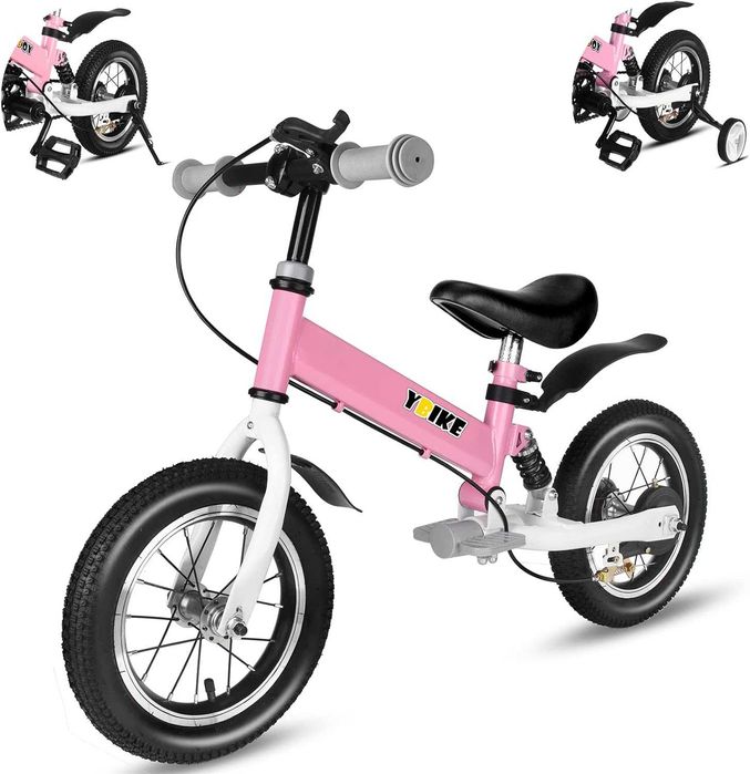 NOVO - Bicicleta infantil 2 em 1 YBIKE com pedais removíveis e rodinhas,  amortecedores e para-lamas.