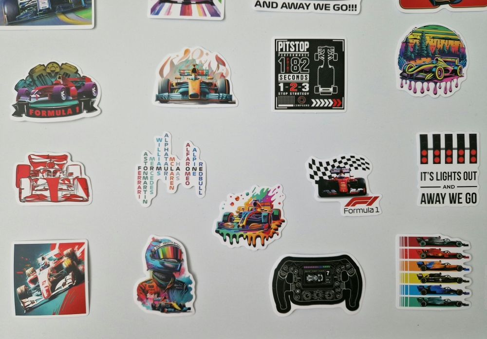 Naklejki F1, Formula 1, 50 sztuk, wyścigi