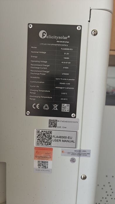 Bateria Felicity FLA48300 15kWh – Excelente Estado