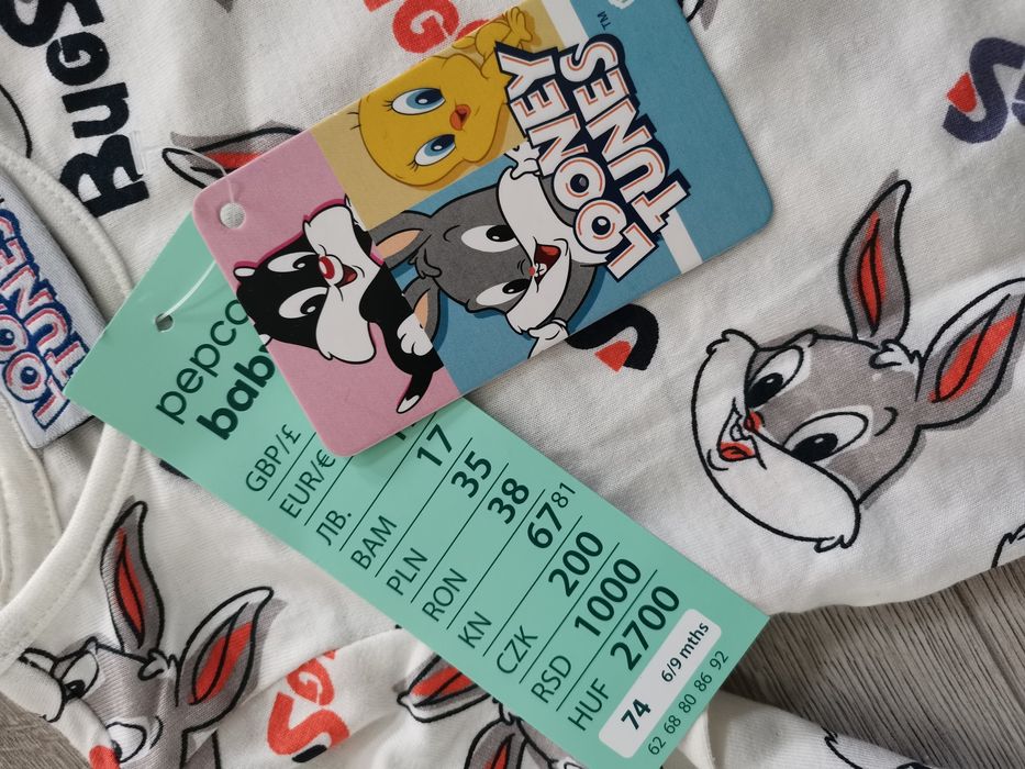Nowe body Looney Tunes 74 długi rękaw