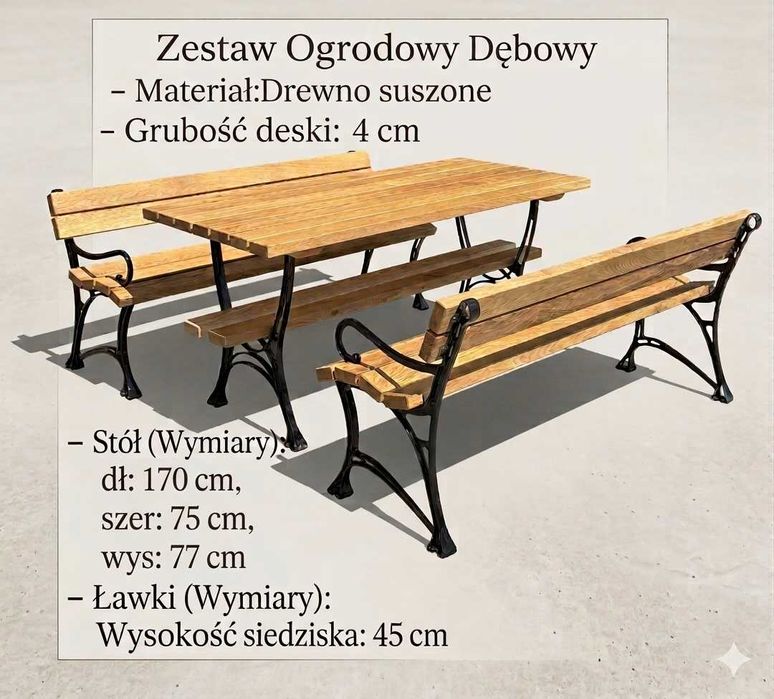 stół ogrodowy zestaw