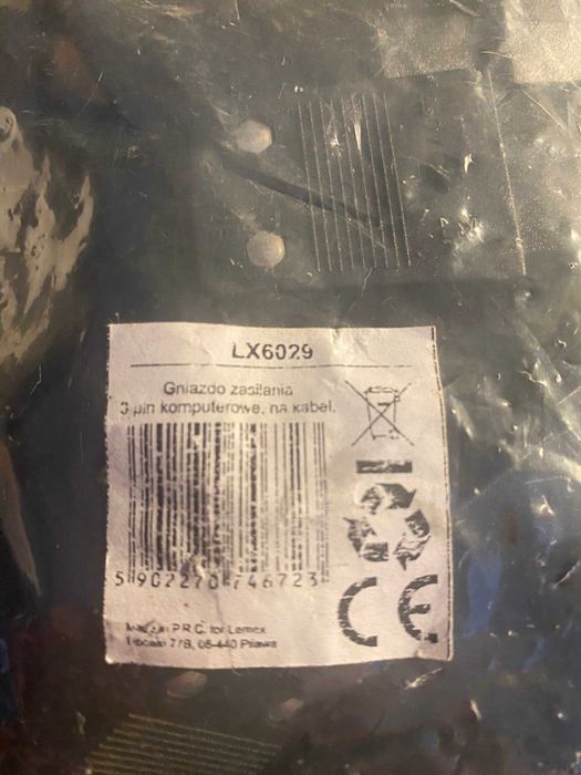 Gniazda Zasilania Komputerowe na Kabel 3 PIN - 50 sztuk