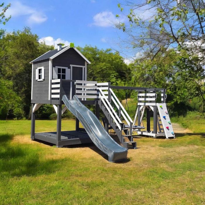 Plac zabaw dla dzieci- domek z wieżą i huśtawkami PRODUCENT
