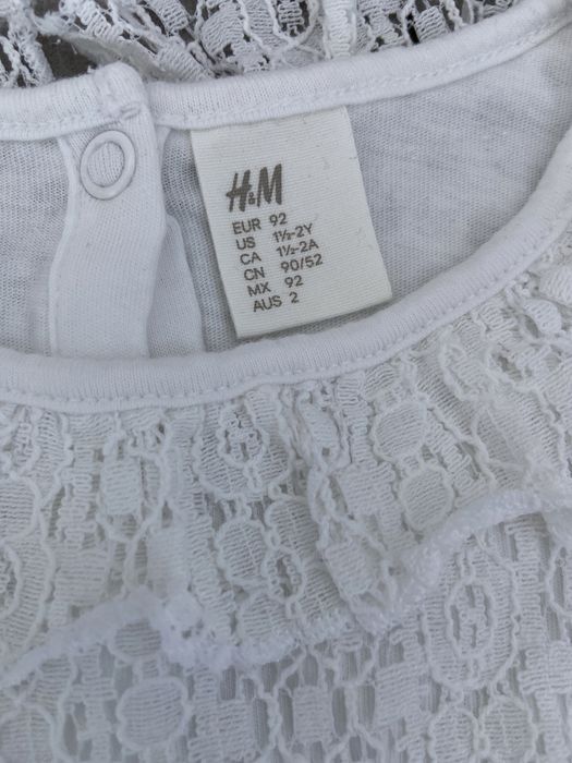 Sukienka koronka H&M rozmiar 92, kolor biały
