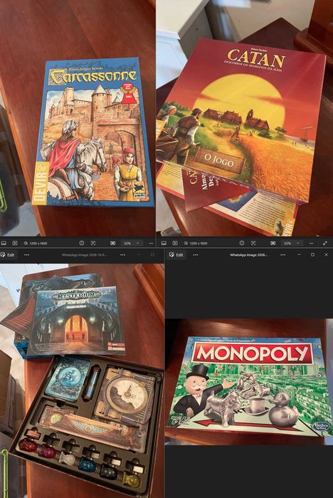 Vários Jogos de Tabuleiro, Cartas, Puzzles e Livros – 2.ª Mão