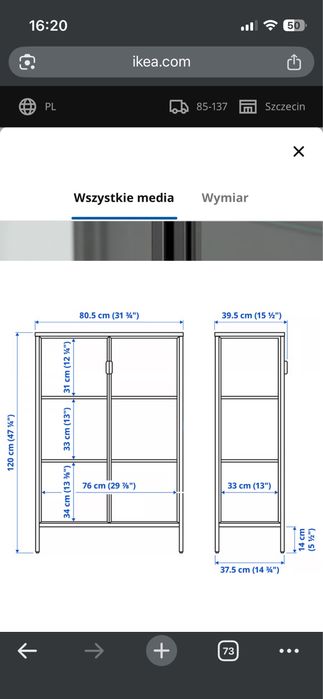 Witryna Ikea szklo -antracyt