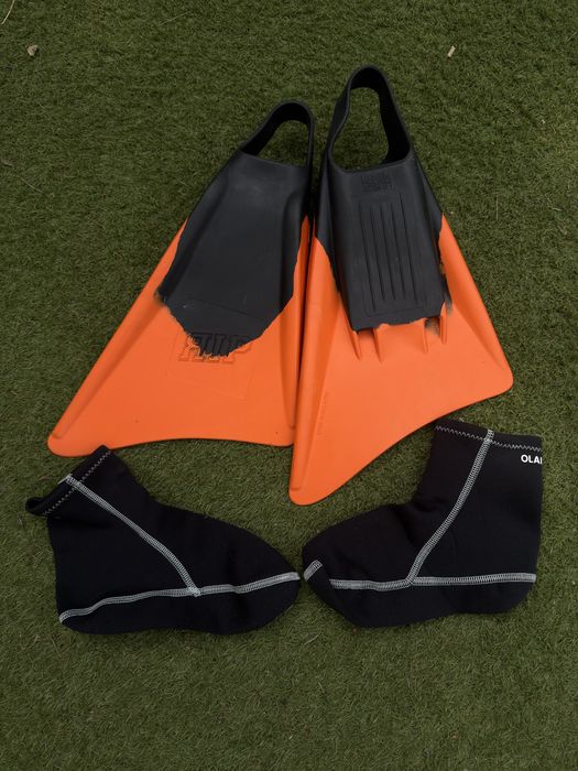 Pés de Pato de Bodyboard RIP assimétricos Laranja Preto usados 1 vez