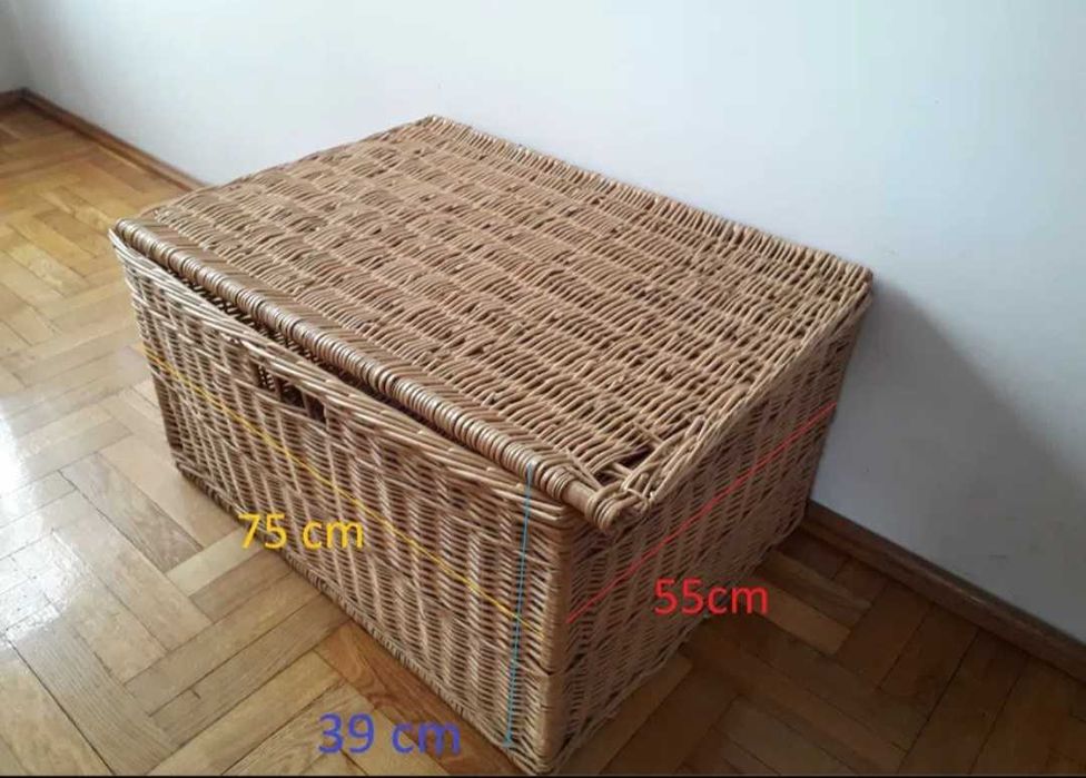 Kufer wiklinowy duży Kosz wiklinowy Z pokrywą 160 L