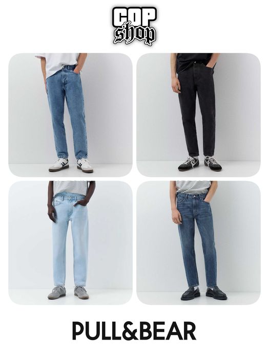 Джинси PULL&BEAR Standard Fit Чоловічі Сині Чорні Блакитні Темно-сині На Осінь Нові