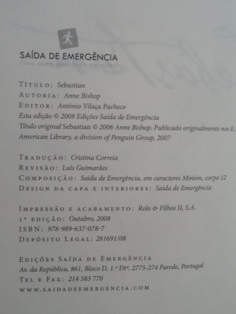 Sebastian de Anne Bishop - 1ª Edição